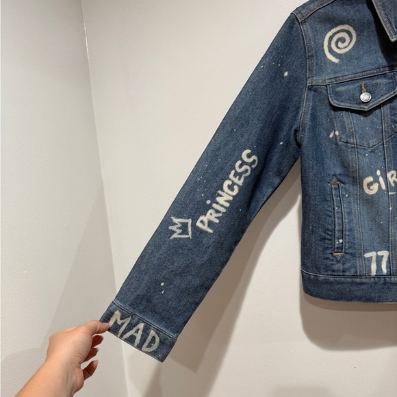 VTG Y2K Old Navy Denim Jacket DIY Design Sz M Medium Womens Hippie Casual Unique - Picture 4 of 11